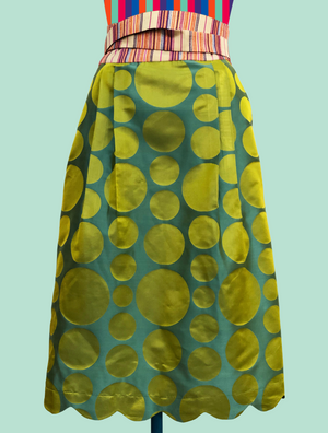 Polka-Dot Silk Obi Belt Skirt