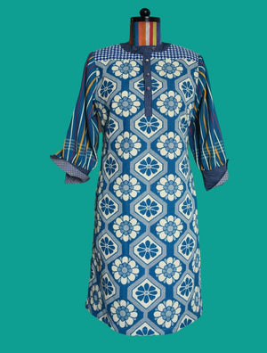 Flower Patterned Hand Woven Shirt Dress