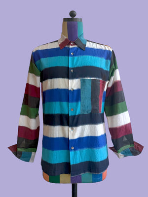 Mix of Weft Dyed Ikat Stripes.