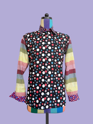 Collage of Dark Circles, Stripes and Flowers