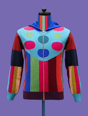 Knitted Multicolored Hoodie