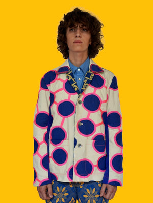 Circle Printed and Embroidered Jacket.