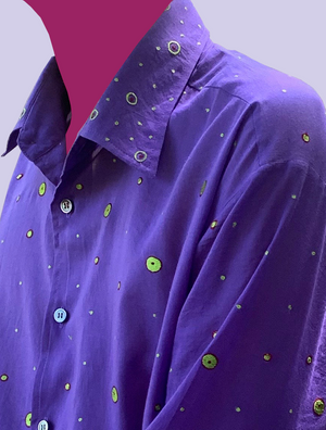 Cotton Voile Shirt with Purple Sky Embroidery