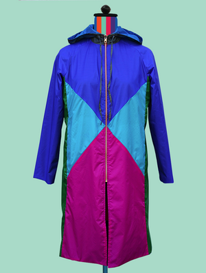 Color-Blocked Raincoat In Blues