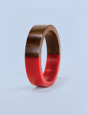 Red Resin and Wood Bracelet