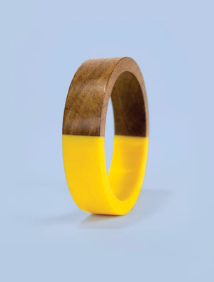 Yellow Resin and Wood Bracelet