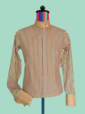 Stitched Neon Stripes on Silk